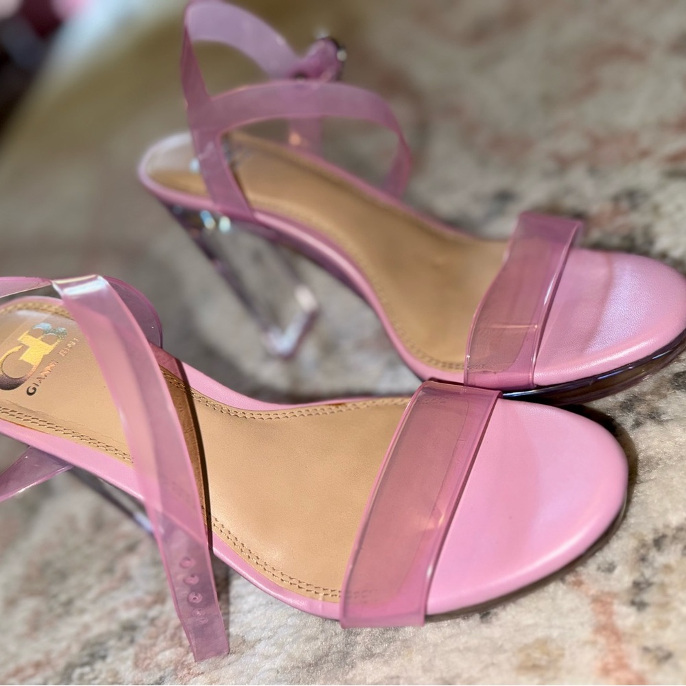 💖 Clear Pink Block Heel Sandals 💖
